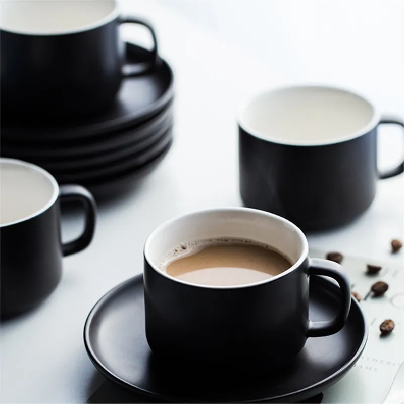

Nordic Style Matte Coffee Cup Set Home Flower Afternoon Tea Cup Saucer Simple Ceramic Coffee Milk Cup Drinkware