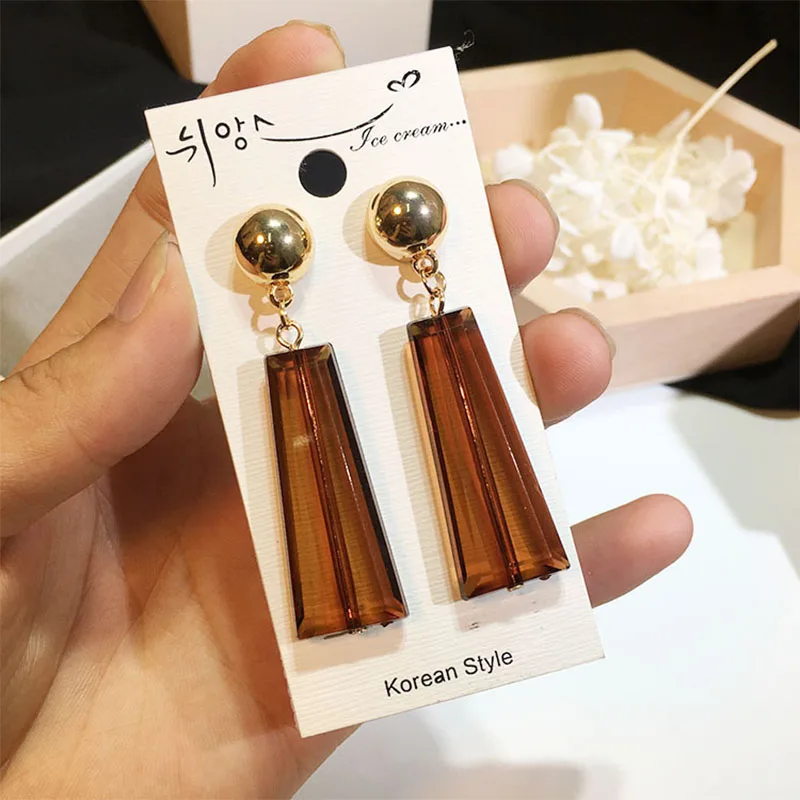 

Korean Earrings Acrylic Acetate Marble Texture Transparent Earrings Geometric Fashion Female Ear Rings 2019 Exaggerated Jewelry