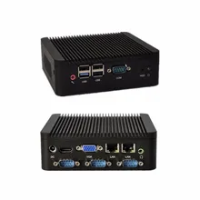 Без вентилятора Barebone Mini PC Baytrail J1800 Dual Core 4 последовательных портов Dual lan портов тонкий клиент 1080 P small computer
