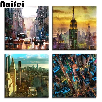 

New York Skyscraper Abstract street landscape,5D Diamond Painting,Cross Stitch,Full,Diamond Embroidery,Diamond Mosaic,4pcs