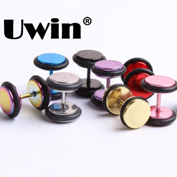 

2pcs/lot Stainless Steel Fake Cheater Ear Plugs Gauge Hot Sale Fashion Black Sliver Gold Red Blue Body Jewelry Pierceing