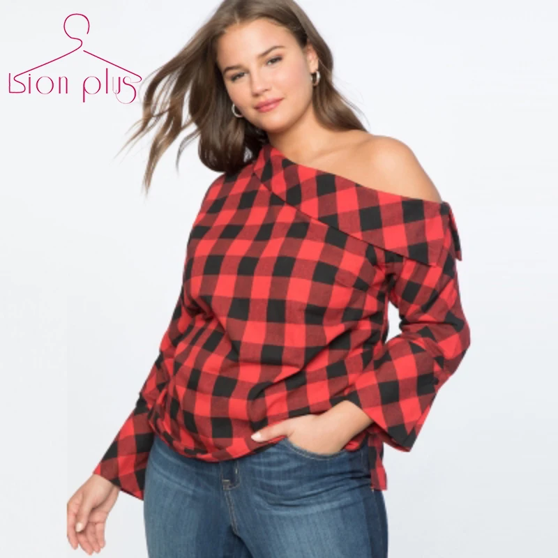 Женская винтажная рубашка большие размеры 5XL 6XL 7XL на одно плечо весну 2019 |