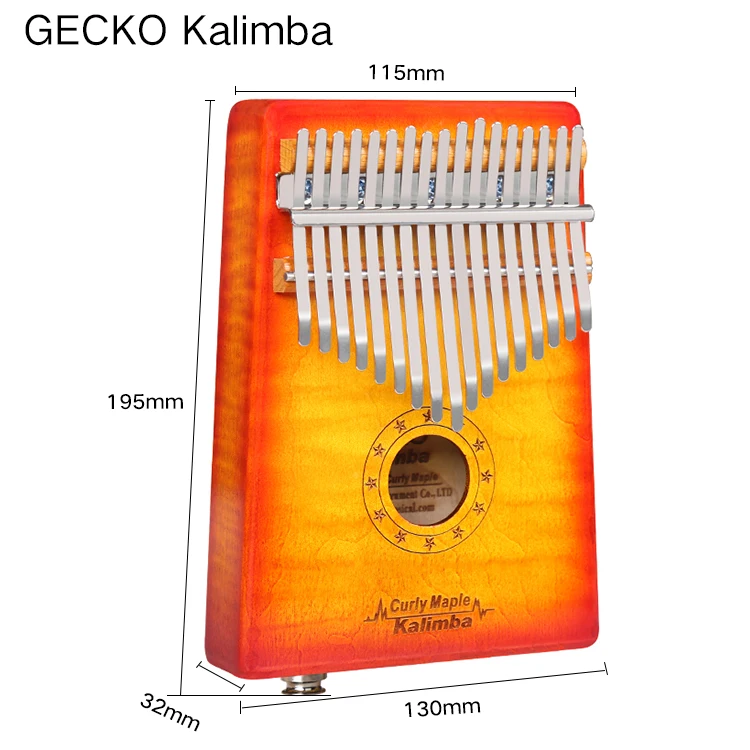 GECKO Kalimba 17 ключ кудрявый клен большого пальца фортепиано встроенный EVA высокопроизводительный защитный ящик, MC-SEQ