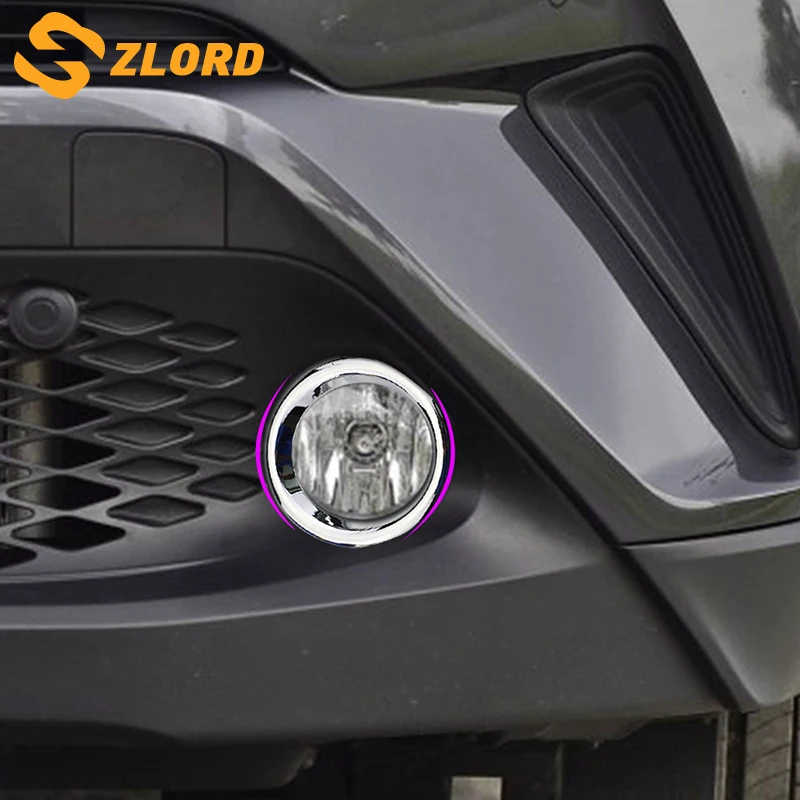Zlord 2 unids/set luz antiniebla delantera del coche cubierta del anillo de la lámpara para Toyota C-HR CHR 2016 2017 piezas exteriores de la lámpara campanas
