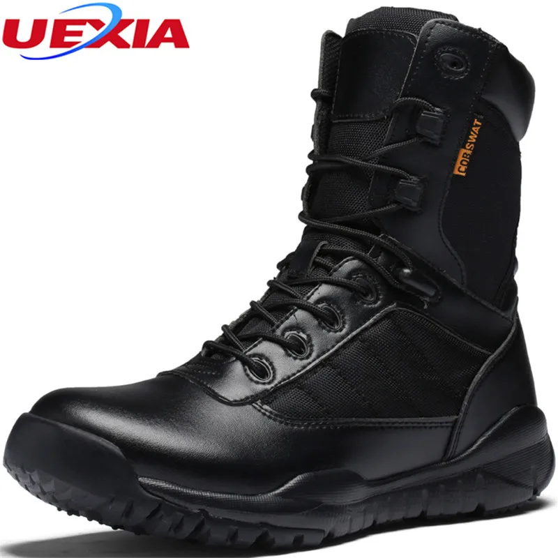 

New Military Boots Men Shoes Black Leather Motorcycle Desert Boots Tactical Boot Footwear Bota Masculina Work Coturnos Masculino