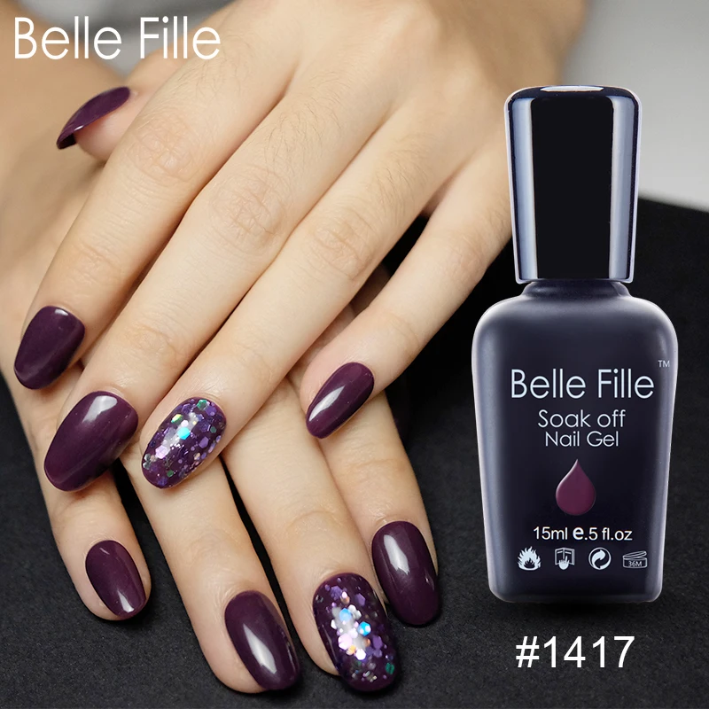 Belle Fille Nail Gel Purple Soak Off UV Gel Nail Polish Manicure Nail Art Design Gel Polish UV Lacquer Gelpolish