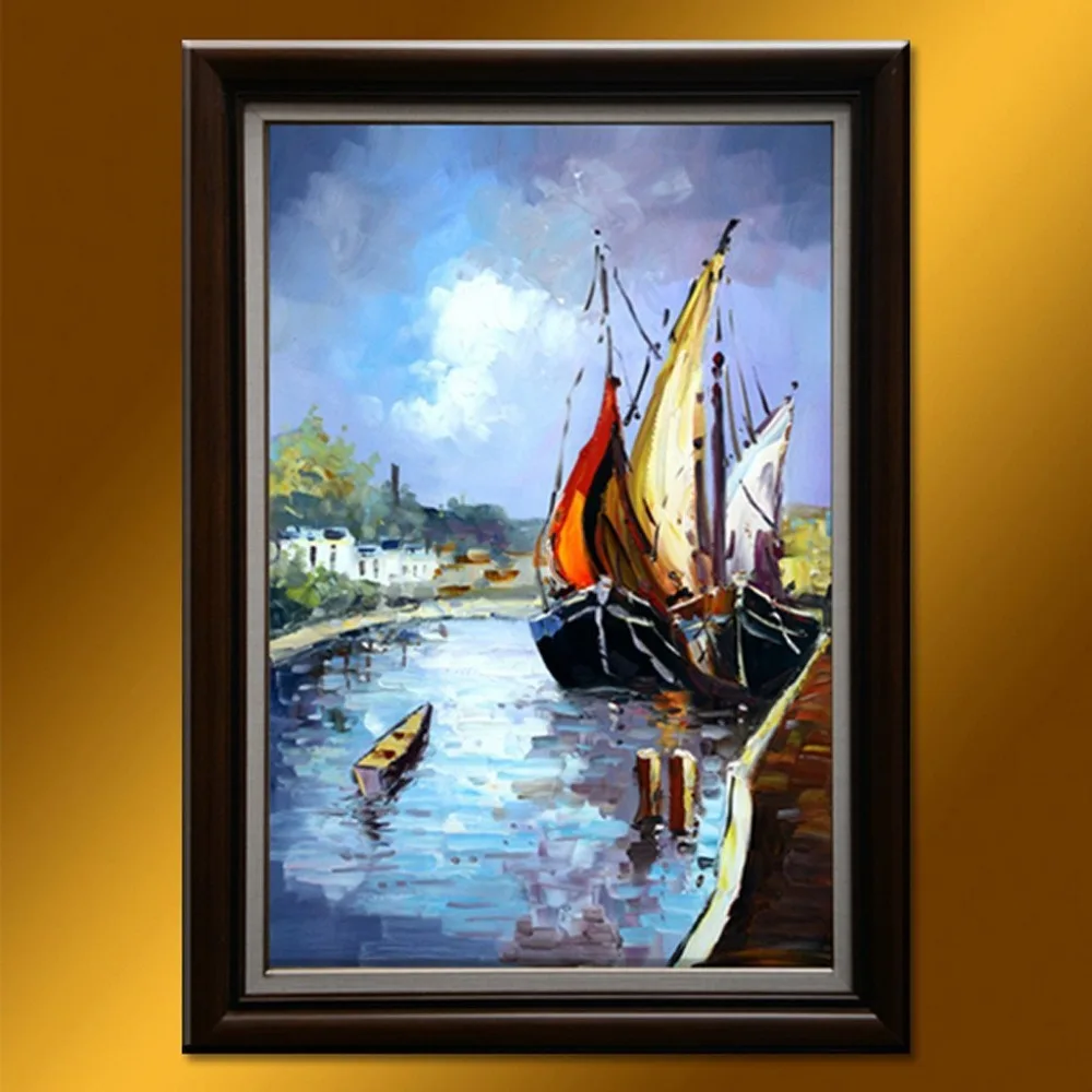 Frameless Sailing Boat Seascape Painting Hand painted Kits Paint High Quality Acrylic Painted Oil For Home Decor | Дом и сад
