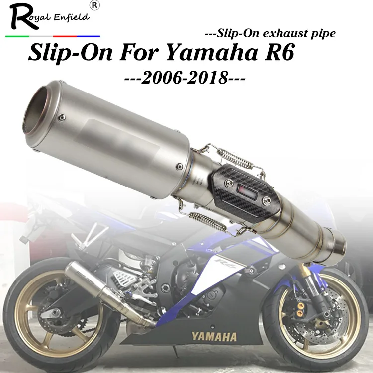 

For R6 Motorcycle Exhaust System Slip on YZF R6 Exhaust Tip Baffle Pipe Middle Mid Connect Link Tube for Yamaha YZF R6 2006-2018