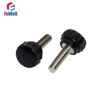 

4pcs Knurled Knob Clamp M6 Male Thread Bakelite Screw Knob Clamp Mechanical Black Thumb Nut 18mm Head Tighten Nuts Handle