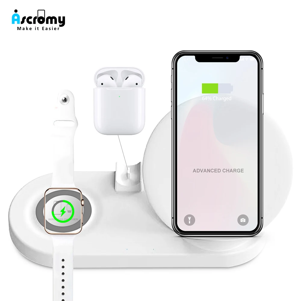 Беспроводное зарядное устройство 4 в 1 для Iphone 11 Pro XS MAX XR 8 Plus X Apple Watch Series 5 3 2 Iwatch