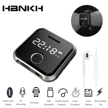 

HBNKH R300 MP3 Player FM Radio 16GB Portable USB Mini Sports Hifi Music Player Voice Recorder with Watch Band support TF Card