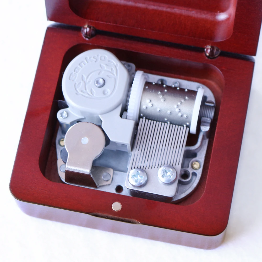 Sinzyo Handmade Wooden Once upon a December Music Box birthday Gift For Christmas/Birthday/Valentine's day gift box Wine red
