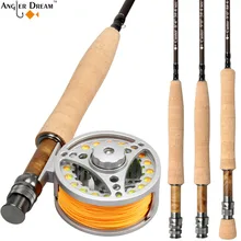 Удочка для ловли нахлыстом комбо 8,3/9FT углеродное волокно удочка для ловли нахлыстом с 3/4 5/6 7/8WT катушка для ловли нахлыстом и леска