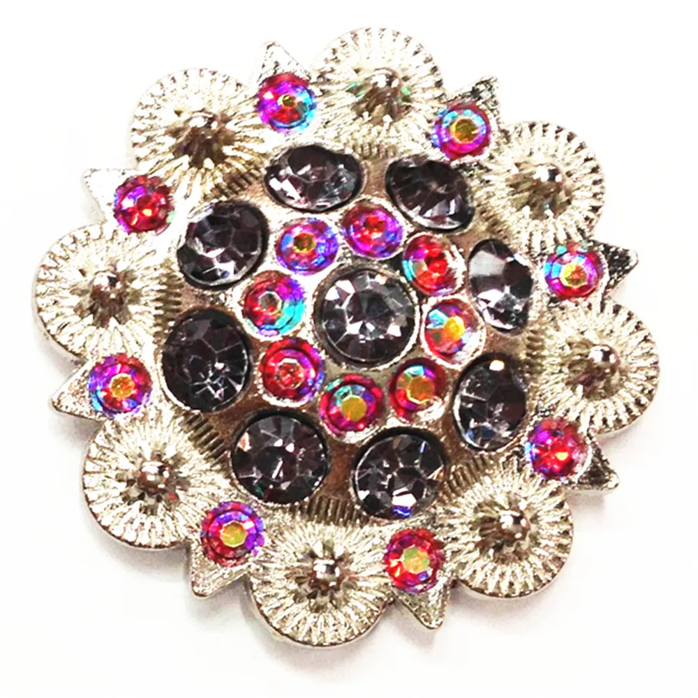 

Carft Item Western Concho with Screw Metal Flower Rhinestone Concho for Belt