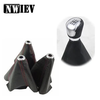 

NWIEV Car Styling For Skoda Octavia A7 A5 Rapid Citroen C4 C5 C3 Mercedes Benz Carbon fiber leather Gear Lever dust-proof Cover
