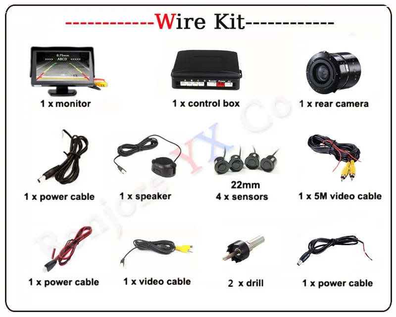 Koorinwoo 4,3 цифровой экран светодиодный датчик парковки авто парктроник детектор системы 18,5 мм камера заднего вида автомобиля видео изображения комплект