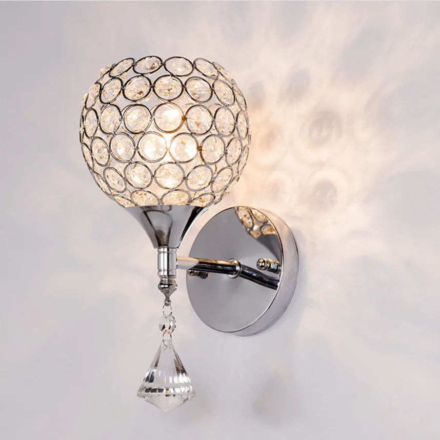 

YOOK Led Crystal Wall Lamp Bedroom for Bedside Wall Lamp Wrought Iron Wall Lamp E14 110V 220V