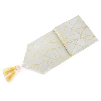 

32x210cm Luxury European Tassel Table Runner Bronzing Tablecloth Cover Wedding Hotel Home Party Table Decoration Supply