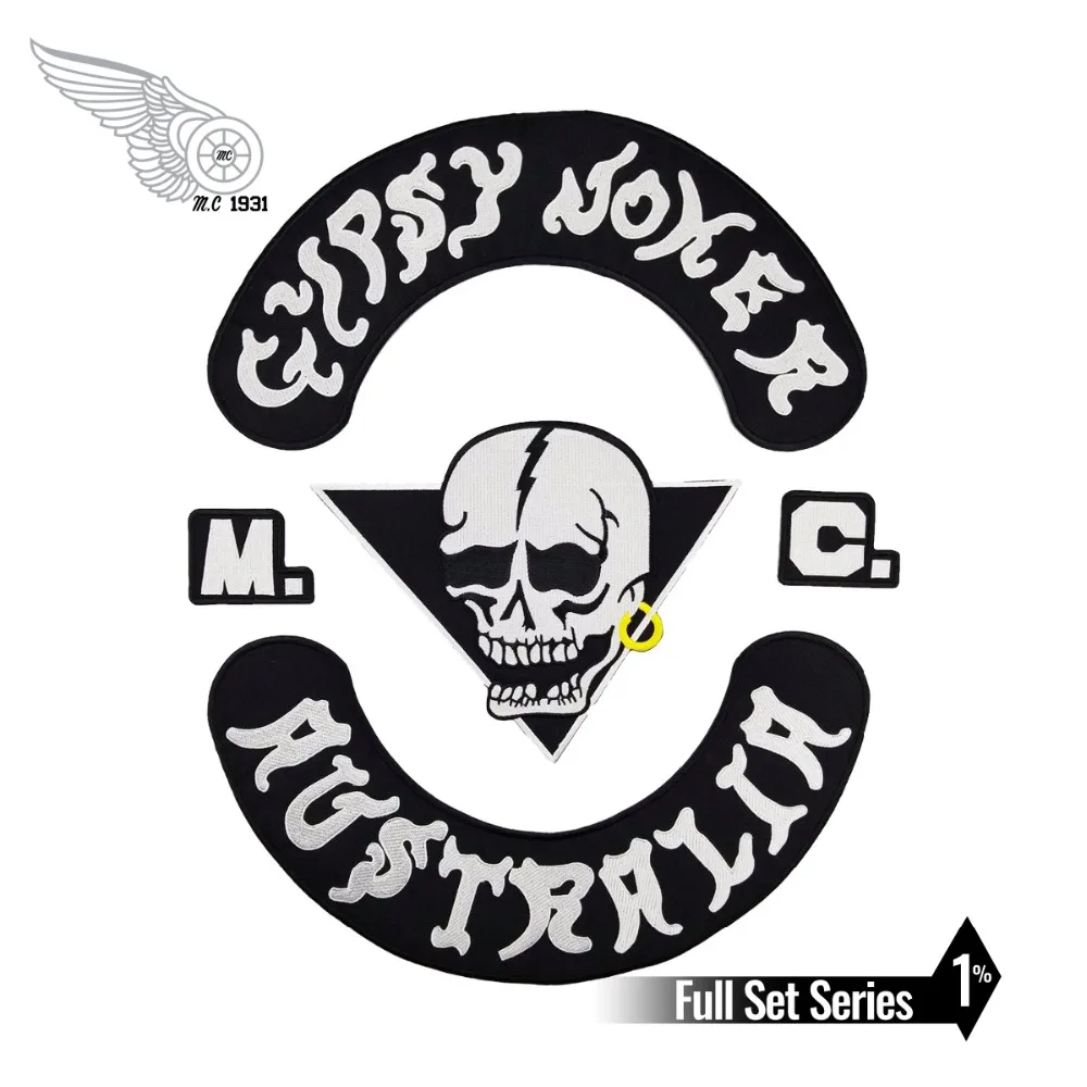 

Fashion GYPSY JOKER AUSTRALIA MC Club Biker Vest Embroidered Patch Iron On Full Back of Jacket Motorcyle Patches Free Shipping