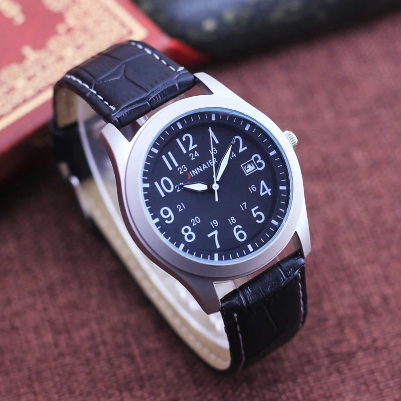 Новые мужские модные кожаные кварцевые наручные часы с календарем, крутые деловые электронные часы, повседневные часы