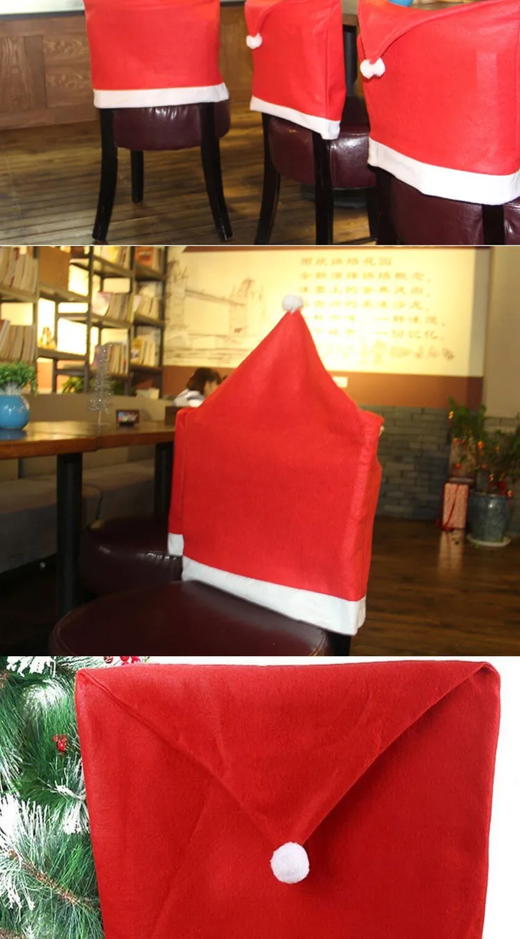 Новое поступление, шапка Санта Клауса, рождественские покрытия для стула, красные шляпы для обеденного стола, вечерние украшения для дома, рождественские украшения