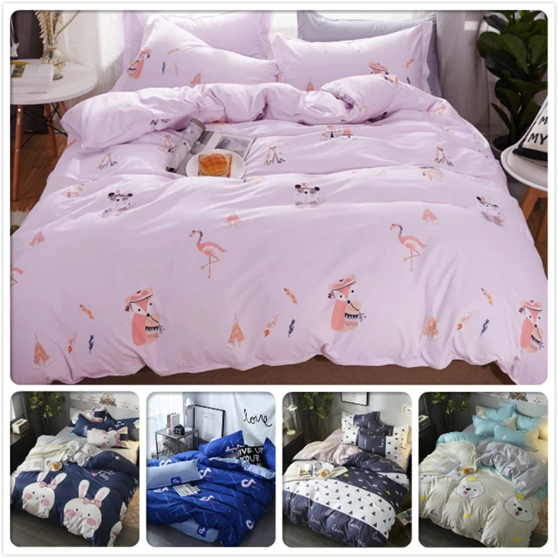 

Flamingo Pattern Duvet Cover Sheet Pillowcase 3/4 pcs Bedding Set Kids Child Soft Cotton Bed Linens Single Twin Queen King Size