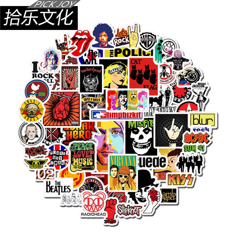 52 Units/set ROCK Band Stickers Graffiti Waterproof Skateboard Stickers Guitar case supreme Stickers stitch fallout kids toys