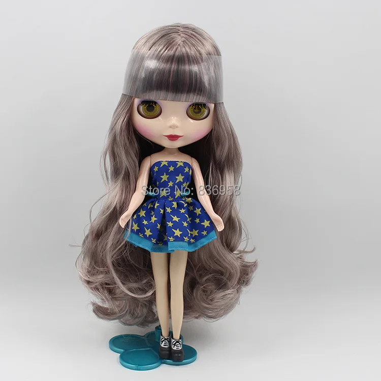 

Gray Mixed Curly Long Hair With Normal Skin Nude Blyth Doll Suitable For DIY Change BJD Toy For Girls