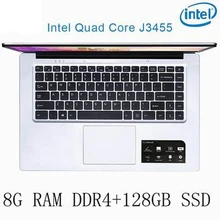 P2-14 8G RAM 128G SSD Intel Celeron J3455 Gaming laptop notebook computer keyboard and OS language available for choose