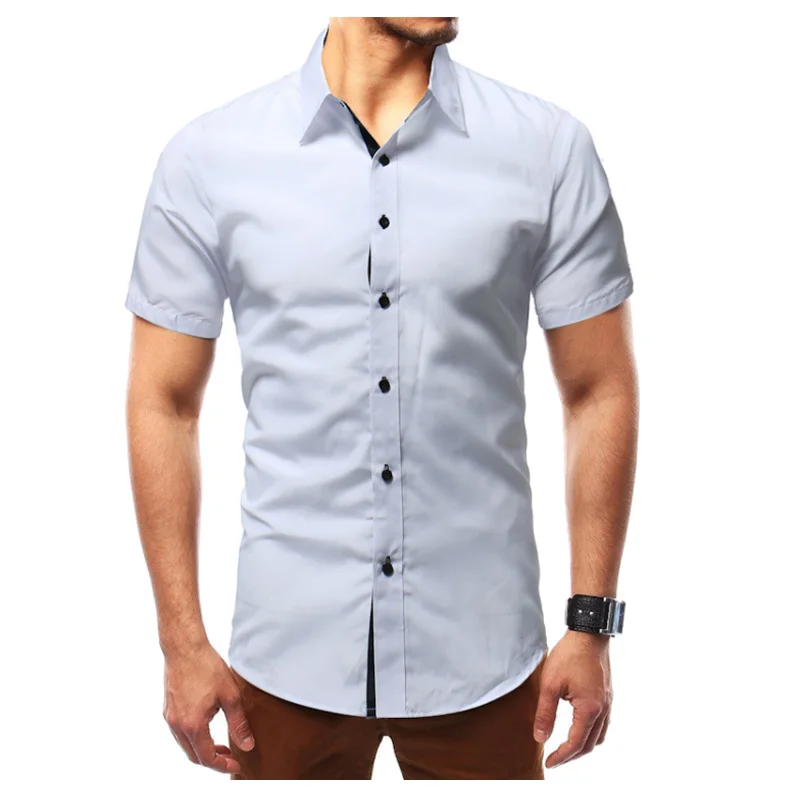 

2019 New Fashion Brand Men Shirt Printing Dress Shirt Short Sleeve Slim Fit Camisa Masculina Casual Male Shirts Model