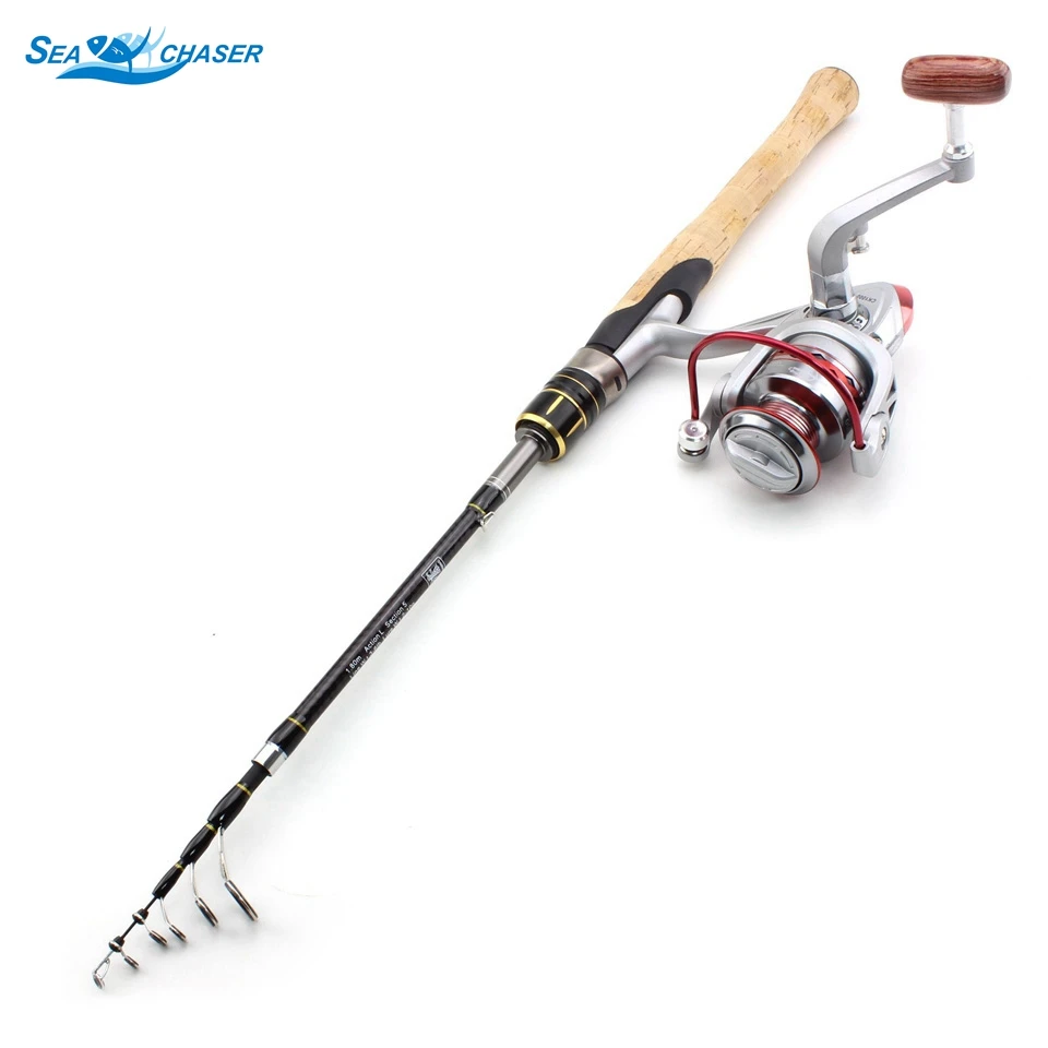 

NEW 1.8m telescopic fishing rod and Reel set carbon ul power Ultra light lure Spinning Rod lure weight 2-10g