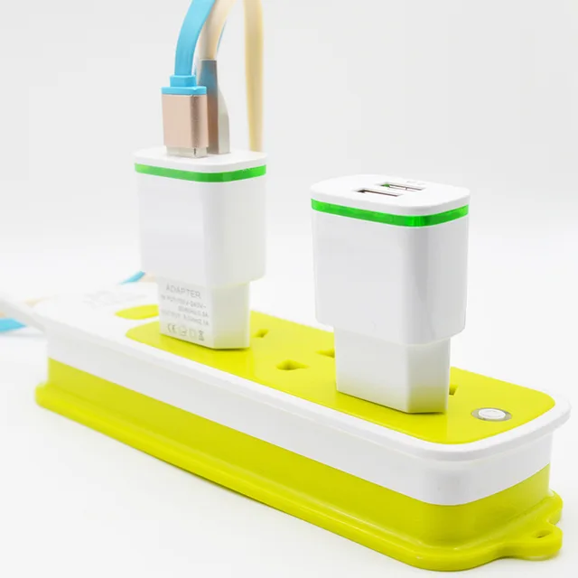 EU Plug 2 Ports LED Light USB Charger 5V 2A Wall Adapter Mobile Phone Micro Data Charging for IPhone IPad Samsung