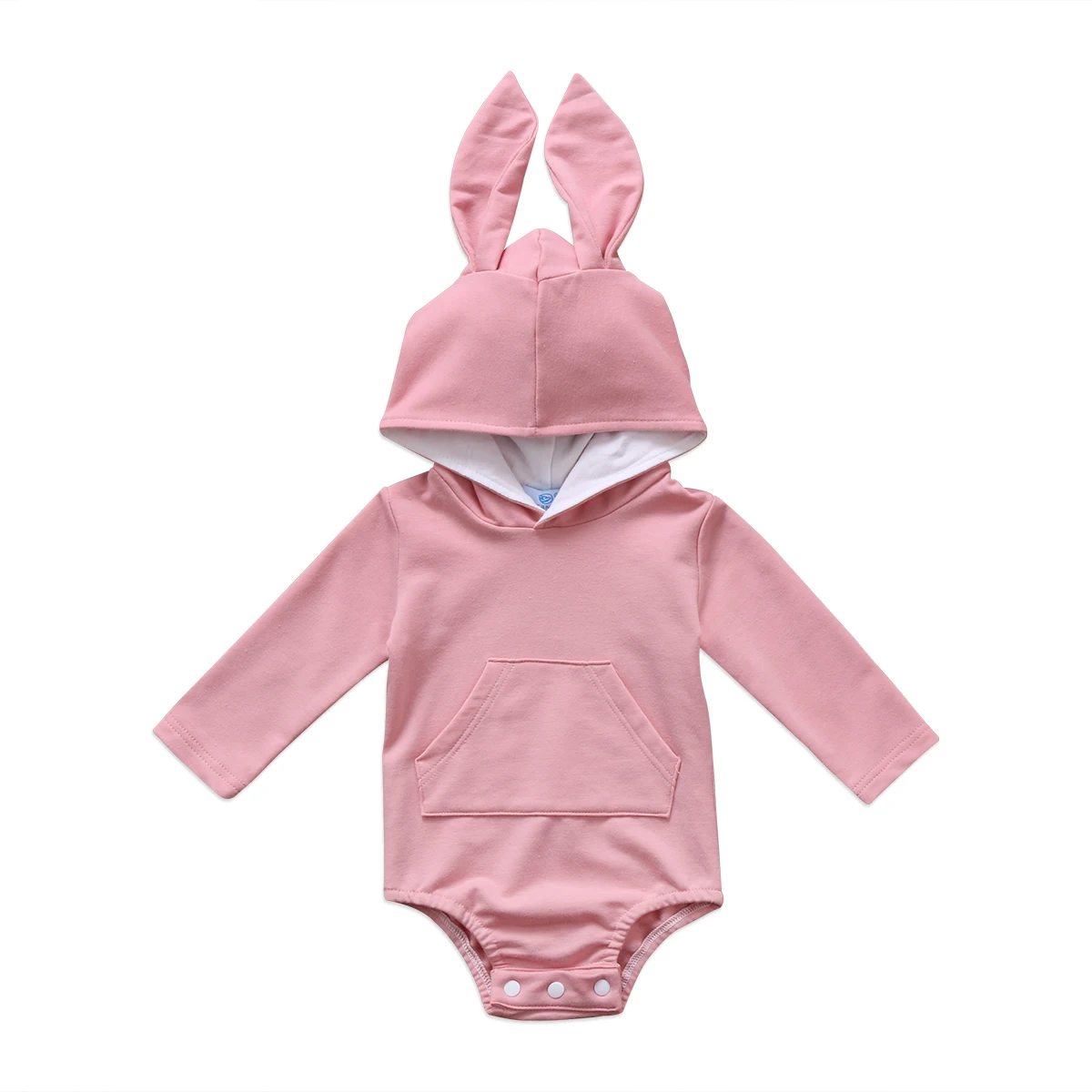 Боди-костюм для новорожденных девочек; комбинезон с капюшоном и заячьими ушками; детская одежда; Пасхальный костюм для детей от 0 до 24 месяцев - Цвет: A