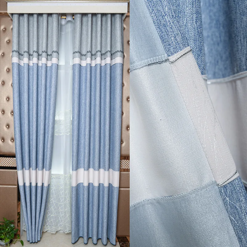 

The Boy Spliced The Flat Linen Embroidered Curtains The Blue Bedroom The Living Room Spliced The Shade Curtains