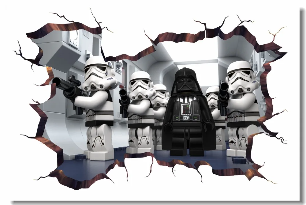 Пользовательские холст настенная роспись лего Звездные Войны Плакат лего Фильм Дарт Вейдер Штурмовик обои 3D декоративные наклейки на стену#0780