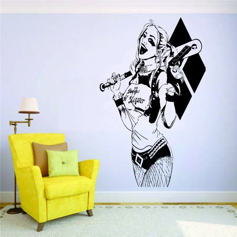 

Suicide Squad Wall Decal Harley Quinn Vinyl Adhesive Art Mural Kids Room Wall Sticker Modern Home Decoration Accessories
