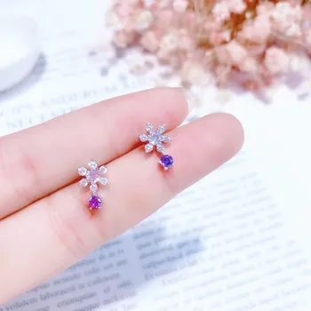 

MENGJIQIAO 2018 New Delicate Shiny Zircon Snowflake Stud Earrings For Women Fashion Crystal Boucle D'oreille Christmas Gift