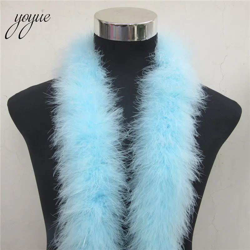 YOYUE 50 г 2 М длинные пушистые перья боа окрашенная лента из перьев индейки для вечерние/Карнавальные костюмы/вечерние шали страусиное перо боа - Цвет: Light blue