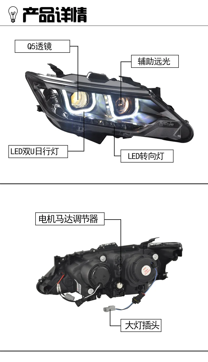 Автомобильный Стайлинг для Toyota Camry V55 светодиодный фар фары ближнего света drl Объектив Двойной Луч H7 HID ксеноновая лампа