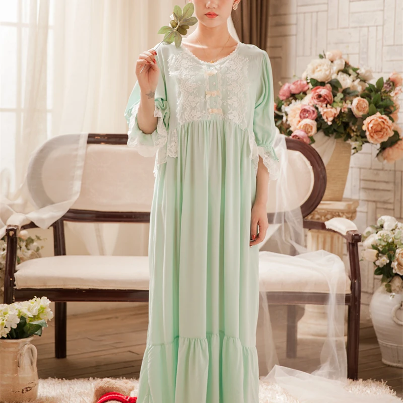 New Nightdress Long Gowns Women Sleepwear Ladies Long Nightgown Elegant