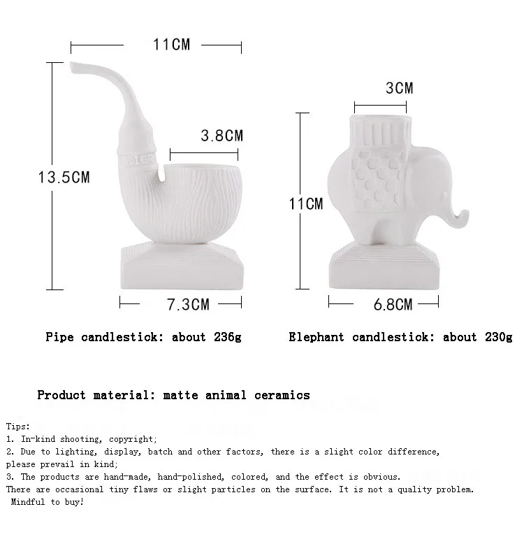 Простая белая керамическая рыба слон трубы подсвечник дома свечей ужин свадебные украшения подсвечник животных