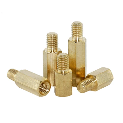 M6 Brass Single-head Hexagonal Pillars Screw 35-70mm Length Hexagon Side Through Brassiness Pillar Bolts 8mm External Tooth |