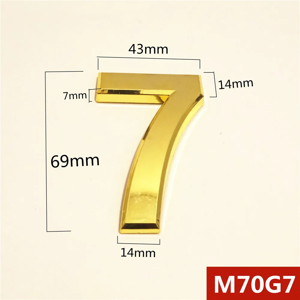 M70G亮金70mm塑料门牌=7号