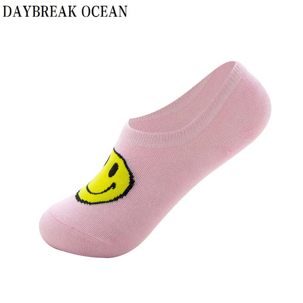 5 пар милые женские хлопковые носки с улыбающимся лицом короткие носки силиконовые незаметные весенне-летние повседневные короткие носки для девочек - Цвет: Pink