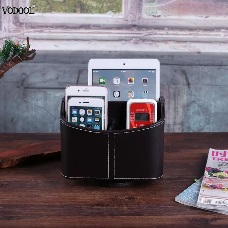 

360 degree Rotation The Office Remote ControlStorage Box Tissue Box Remote Control Organizer Office Desk Storage Box Bllack