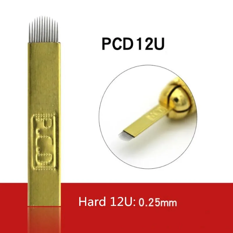 Жесткие PCD 12 U формы Лезвия Перманентный Макияж для ручного татуажа бровей лезвия для ручка для микроблейдинга иглы татуировки 12U жесткие лезвия