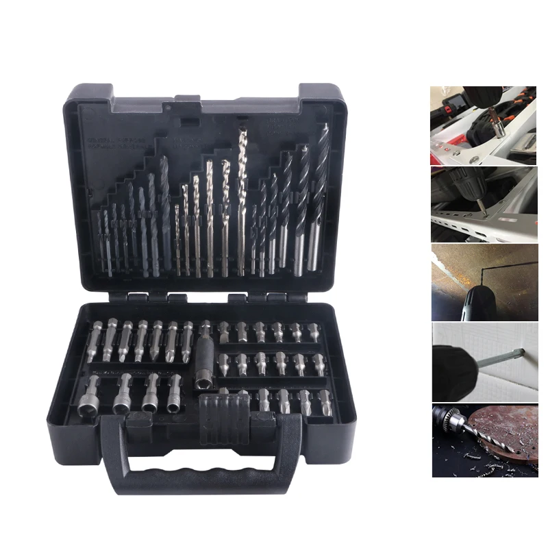 50pcs Drill Bit Set With Multitul Screwdriver Bits Socket For Metal