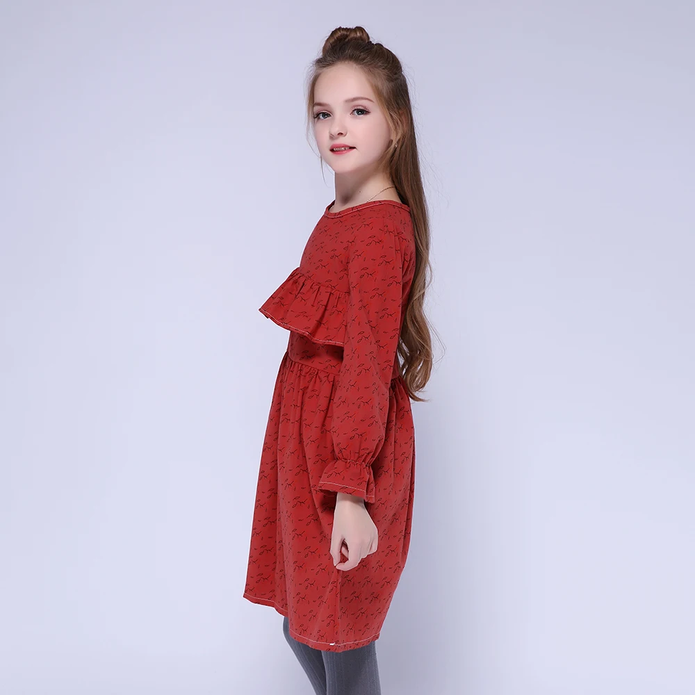 Kseniya Kids/Детские платья для девочек; хлопковые праздничные платья с рукавами-лепестками и цветочным узором для девочек в стиле Лолиты; весенне-осеннее платье для девочек