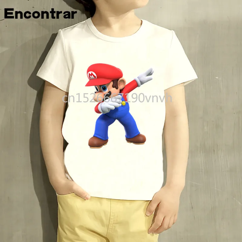 Детская футболка с принтом Dabbing Mario повседневные топы короткими рукавами для