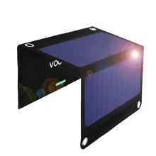 VODOOL 2-Port USB 14W / 2.33A Solar Powered Foldable Portable Dual USB Sun Power Solar Cell Panel Charger for Phone Cameras